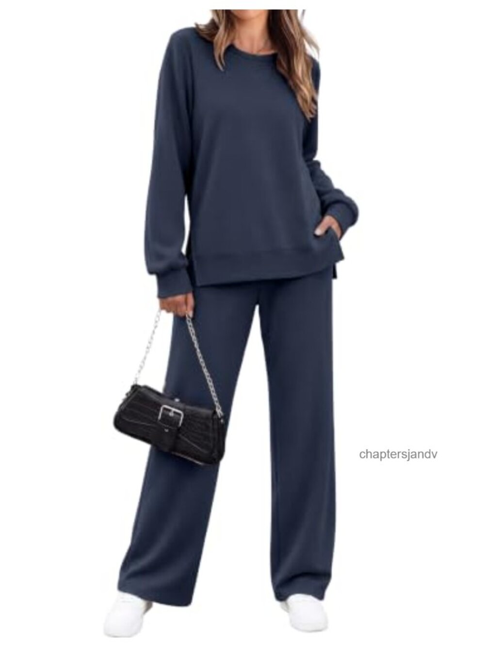 2 Piece Lounge Set Long Sleeve Sweatshirt Wide Leg Sweatpants